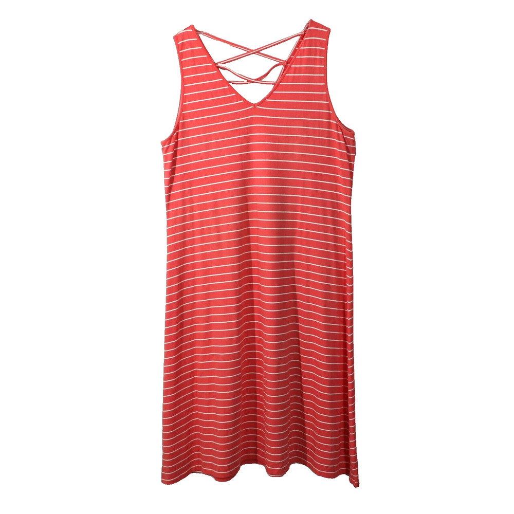 August Silk Summer Dress XL Orange Cotton Blend Stretch Sleeveless Lacebac